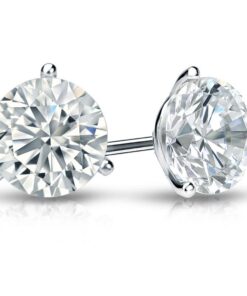 3 Prong Stud Screw Back White Front