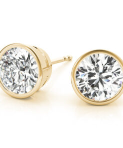 Lab Grown Diamond Bezel Set Stud Angle View Yellow