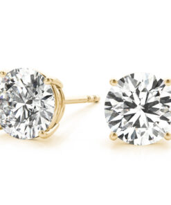 Lab Grown Stud Earrings Angle View Yellow