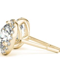 Alternative view of Petite Diamond Halo Earrings