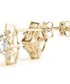 Alternative view of Lotus Flower Diamond Earrings