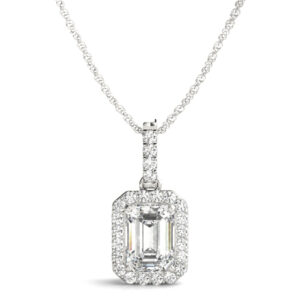 Emerald Drop Halo Pendant